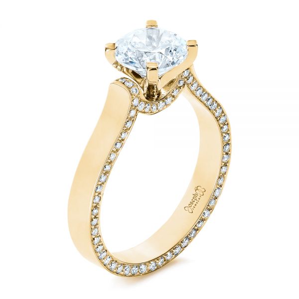 18k Yellow Gold 18k Yellow Gold Custom Diamond Engagement Ring - Three-Quarter View -  1259