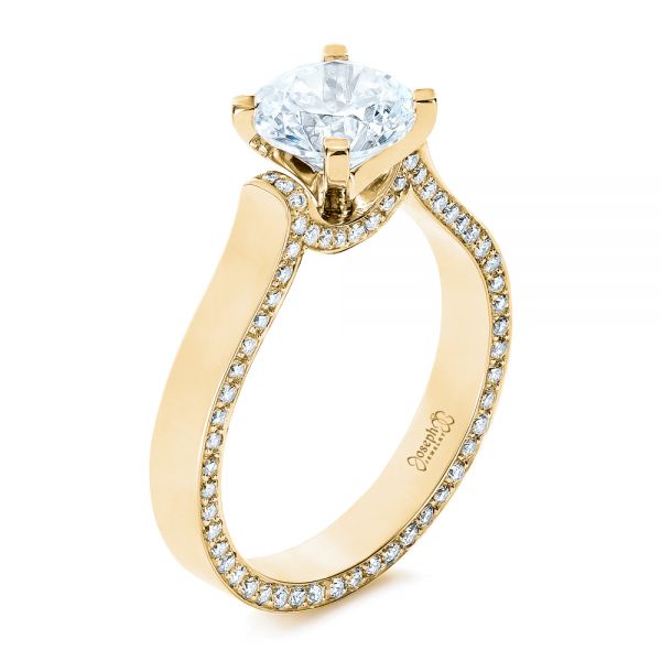 14k Yellow Gold 14k Yellow Gold Custom Diamond Engagement Ring - Three-Quarter View - 1259