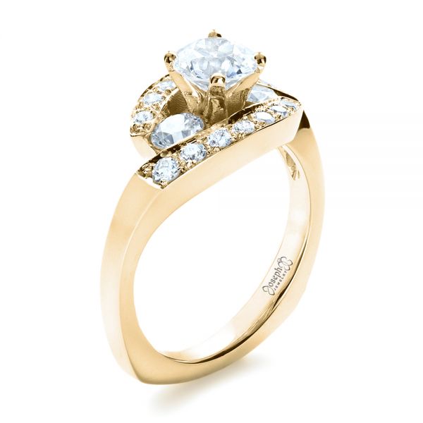 14k Yellow Gold 14k Yellow Gold Custom Diamond Engagement Ring - Three-Quarter View -  1302