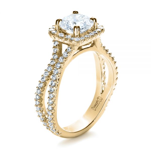 14k Yellow Gold 14k Yellow Gold Custom Diamond Engagement Ring - Three-Quarter View - 1407
