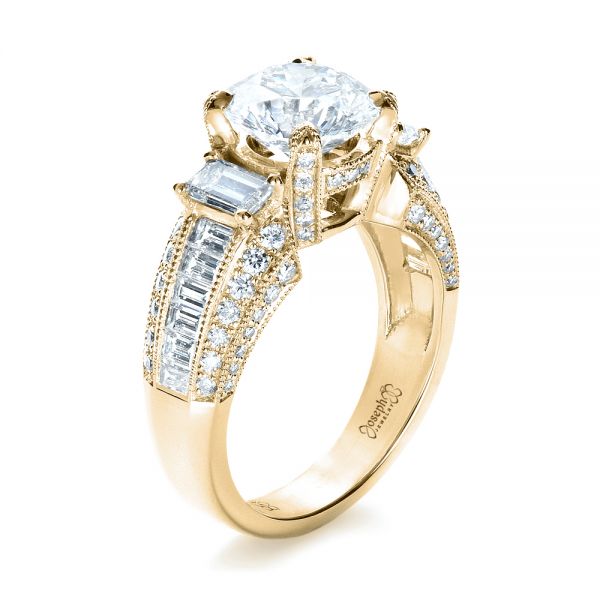 14k Yellow Gold 14k Yellow Gold Custom Diamond Engagement Ring - Three-Quarter View -  1434