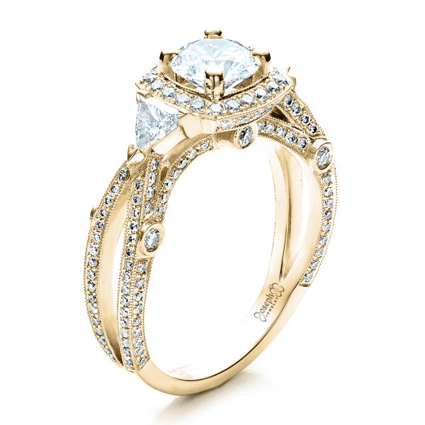 18k Yellow Gold 18k Yellow Gold Custom Diamond Engagement Ring - Three-Quarter View -  1451