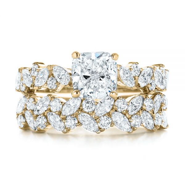 14k Yellow Gold 14k Yellow Gold Custom Diamond Engagement Ring - Three-Quarter View - 102092