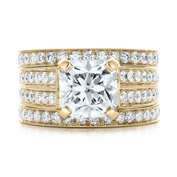 18k Yellow Gold 18k Yellow Gold Custom Diamond Engagement Ring - Three-Quarter View -  102042