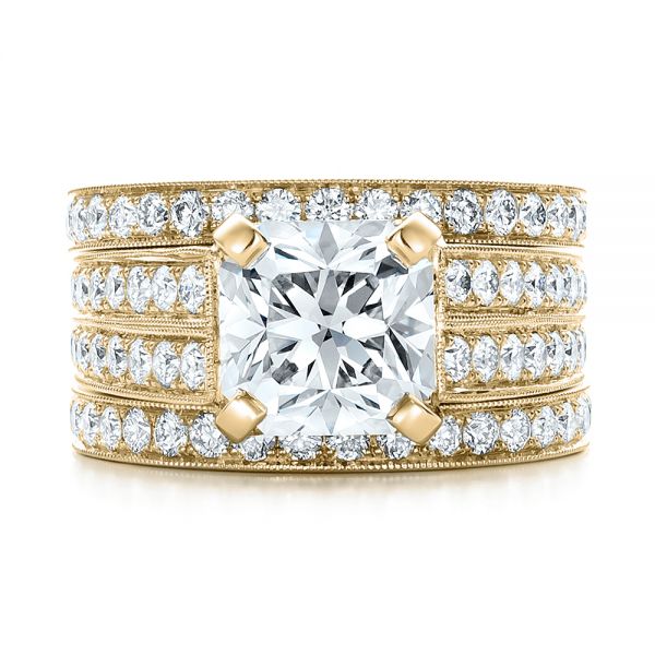 18k Yellow Gold 18k Yellow Gold Custom Diamond Engagement Ring - Three-Quarter View - 102042