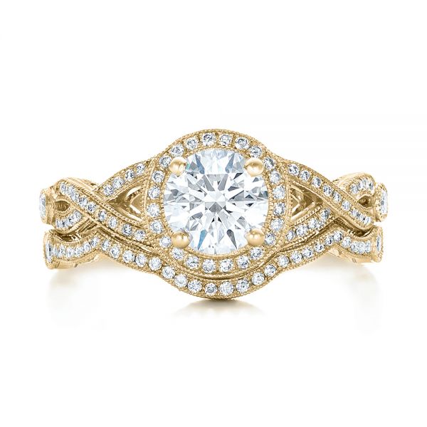 18k Yellow Gold 18k Yellow Gold Custom Diamond Engagement Ring - Three-Quarter View -  102138