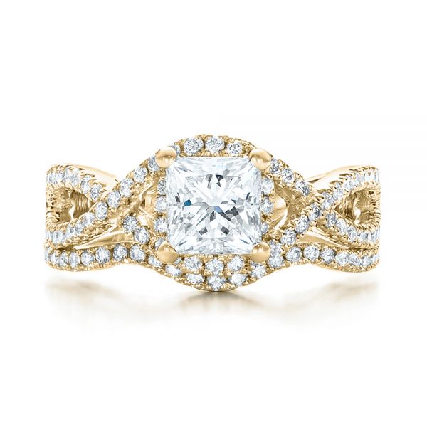 14k Yellow Gold 14k Yellow Gold Custom Diamond Engagement Ring - Three-Quarter View - 102148