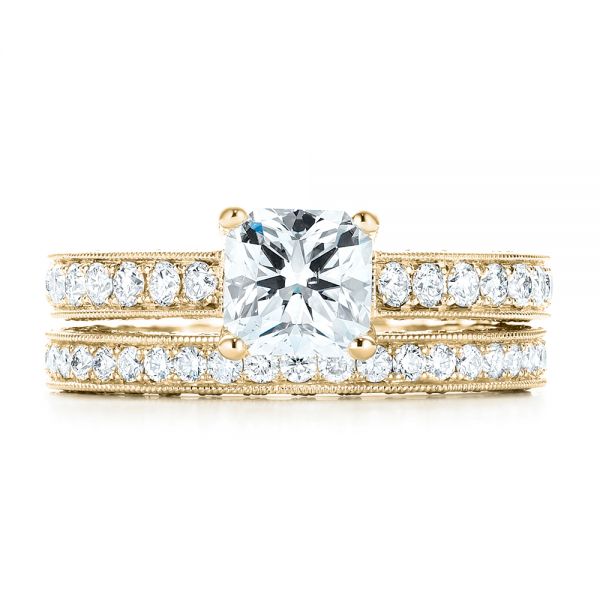 18k Yellow Gold 18k Yellow Gold Custom Diamond Engagement Ring - Three-Quarter View -  103303