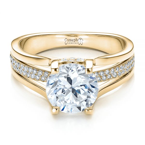 18k Yellow Gold 18k Yellow Gold Custom Diamond Engagement Ring - Flat View -  100035