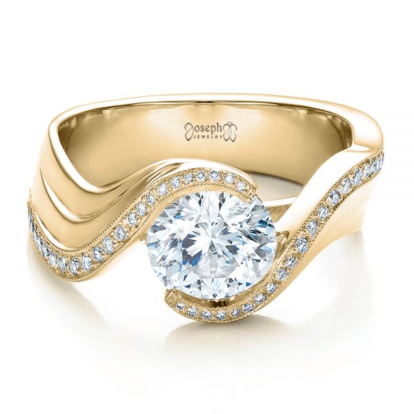 14k Yellow Gold 14k Yellow Gold Custom Diamond Engagement Ring - Flat View - 100069