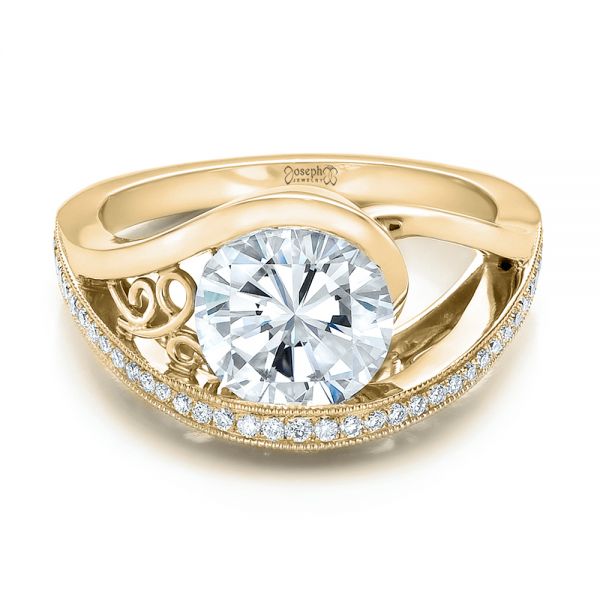 18k Yellow Gold 18k Yellow Gold Custom Diamond Engagement Ring - Flat View -  100551