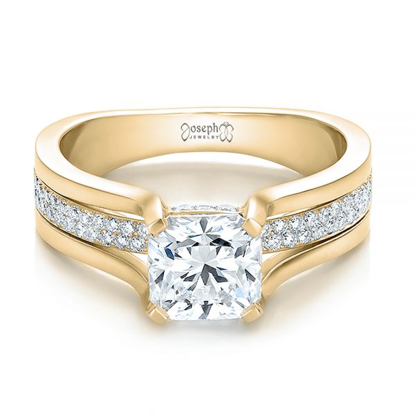 18k Yellow Gold 18k Yellow Gold Custom Diamond Engagement Ring - Flat View -  100610