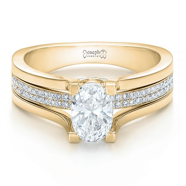 18k Yellow Gold 18k Yellow Gold Custom Diamond Engagement Ring - Flat View - 100627