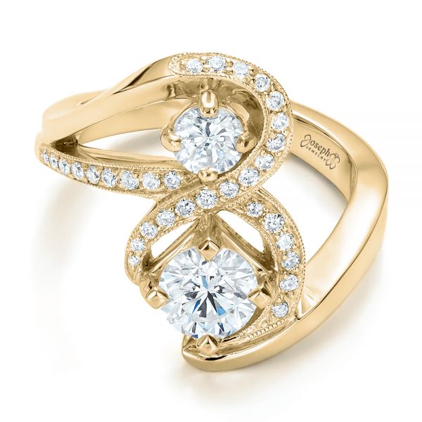 18k Yellow Gold 18k Yellow Gold Custom Diamond Engagement Ring - Flat View -  100782
