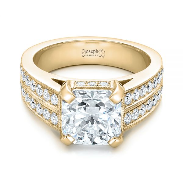 14k Yellow Gold 14k Yellow Gold Custom Diamond Engagement Ring - Flat View -  102042