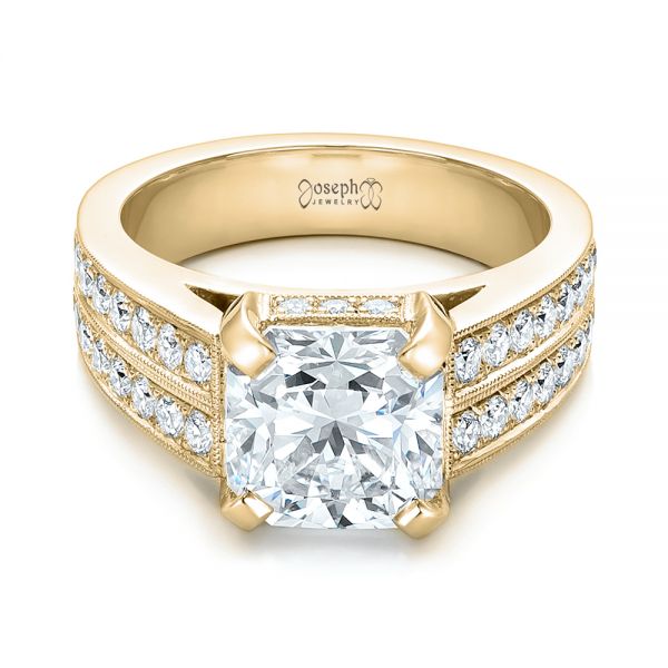 18k Yellow Gold 18k Yellow Gold Custom Diamond Engagement Ring - Flat View - 102042