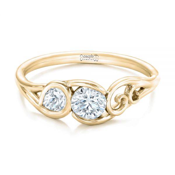 18k Yellow Gold 18k Yellow Gold Custom Diamond Engagement Ring - Flat View - 102089