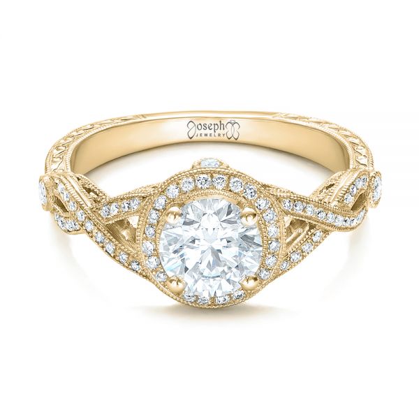 14k Yellow Gold 14k Yellow Gold Custom Diamond Engagement Ring - Flat View -  102138