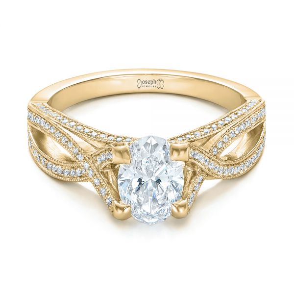 18k Yellow Gold 18k Yellow Gold Custom Diamond Engagement Ring - Flat View -  102239