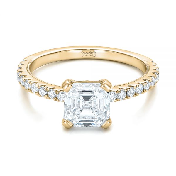 18k Yellow Gold 18k Yellow Gold Custom Diamond Engagement Ring - Flat View -  102289