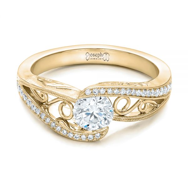 14k Yellow Gold 14k Yellow Gold Custom Diamond Engagement Ring - Flat View -  102315