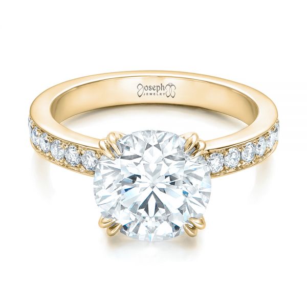 18k Yellow Gold 18k Yellow Gold Custom Diamond Engagement Ring - Flat View -  102339