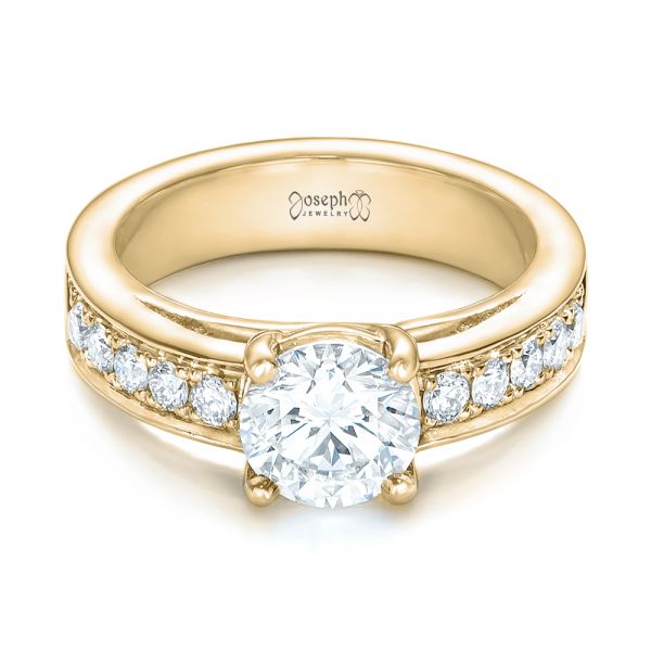 18k Yellow Gold 18k Yellow Gold Custom Diamond Engagement Ring - Flat View -  102345