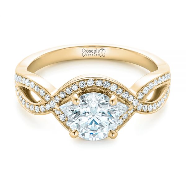 14k Yellow Gold 14k Yellow Gold Custom Diamond Engagement Ring - Flat View -  102354
