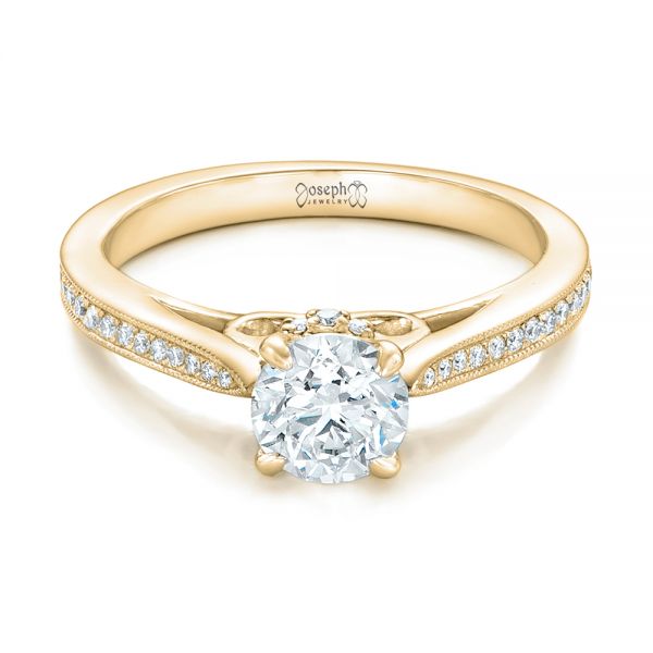 18k Yellow Gold 18k Yellow Gold Custom Diamond Engagement Ring - Flat View -  102363