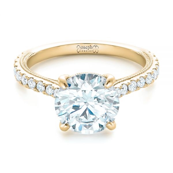 14k Yellow Gold 14k Yellow Gold Custom Diamond Engagement Ring - Flat View - 102402