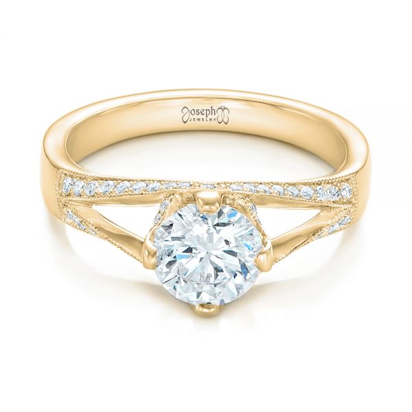 14k Yellow Gold 14k Yellow Gold Custom Diamond Engagement Ring - Flat View -  102405