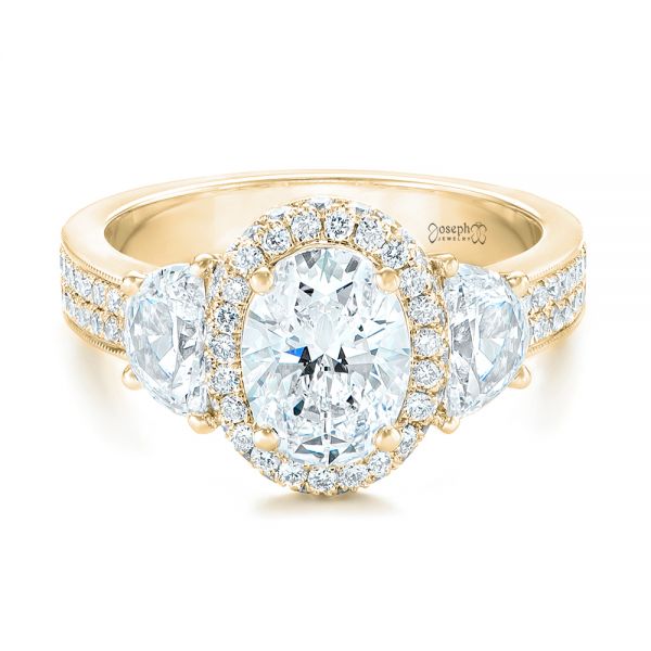 18k Yellow Gold 18k Yellow Gold Custom Diamond Engagement Ring - Flat View - 102415