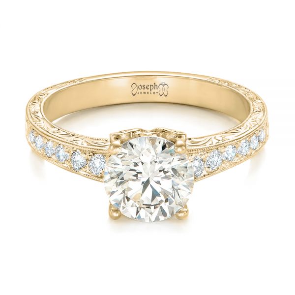 14k Yellow Gold 14k Yellow Gold Custom Diamond Engagement Ring - Flat View - 102462