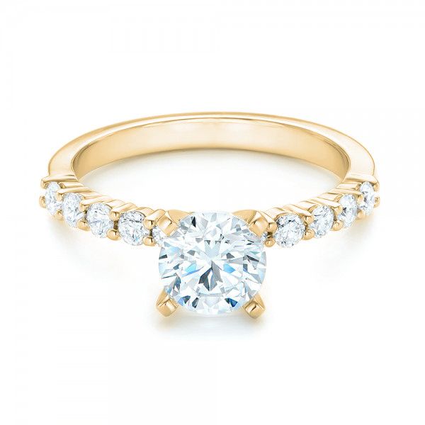 18k Yellow Gold 18k Yellow Gold Custom Diamond Engagement Ring - Flat View -  102582