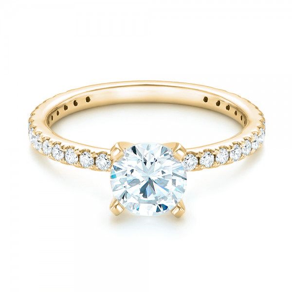 18k Yellow Gold 18k Yellow Gold Custom Diamond Engagement Ring - Flat View -  102586