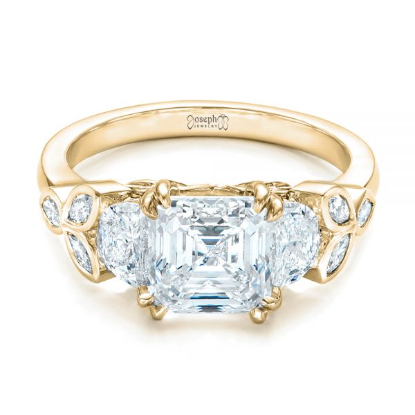 18k Yellow Gold 18k Yellow Gold Custom Diamond Engagement Ring - Flat View -  102594