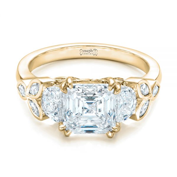 18k Yellow Gold 18k Yellow Gold Custom Diamond Engagement Ring - Flat View - 102594
