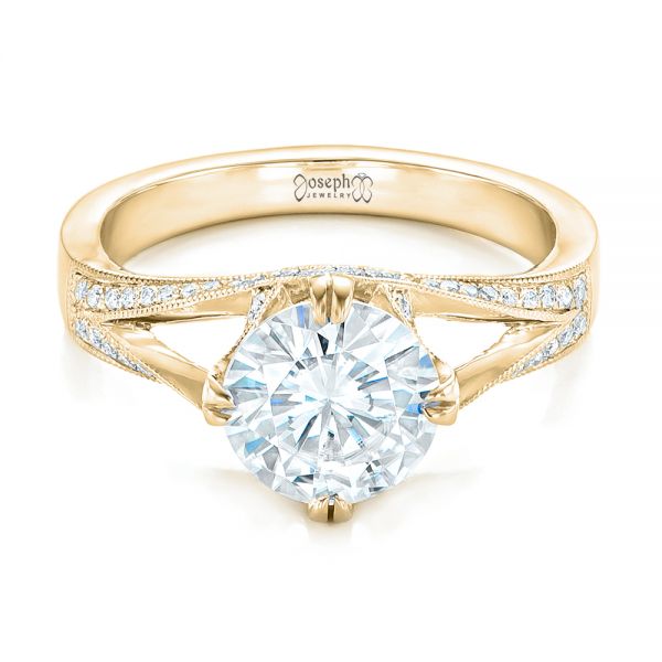 14k Yellow Gold 14k Yellow Gold Custom Diamond Engagement Ring - Flat View -  102601