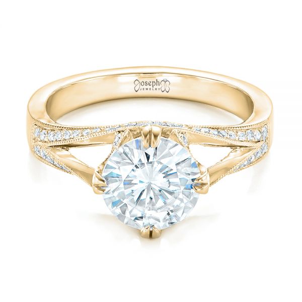 18k Yellow Gold 18k Yellow Gold Custom Diamond Engagement Ring - Flat View -  102601