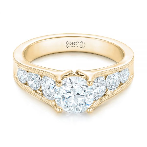 18k Yellow Gold 18k Yellow Gold Custom Diamond Engagement Ring - Flat View -  102762