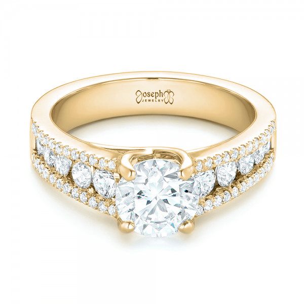 18k Yellow Gold 18k Yellow Gold Custom Diamond Engagement Ring - Flat View -  102886