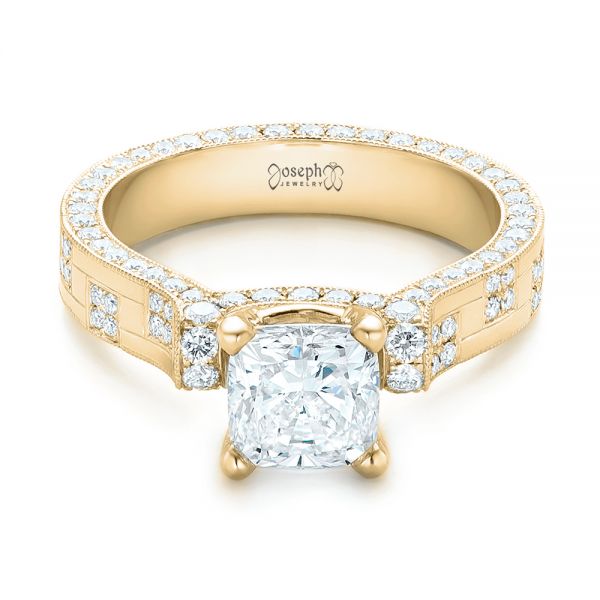 18k Yellow Gold 18k Yellow Gold Custom Diamond Engagement Ring - Flat View -  102895