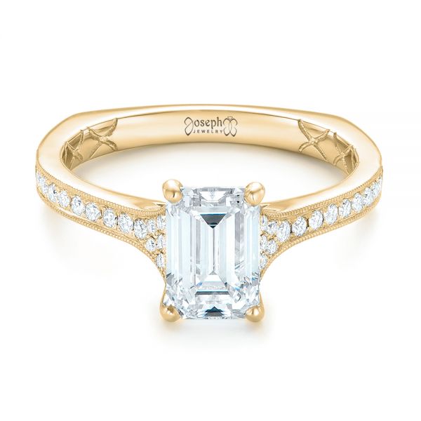 18k Yellow Gold 18k Yellow Gold Custom Diamond Engagement Ring - Flat View - 102904