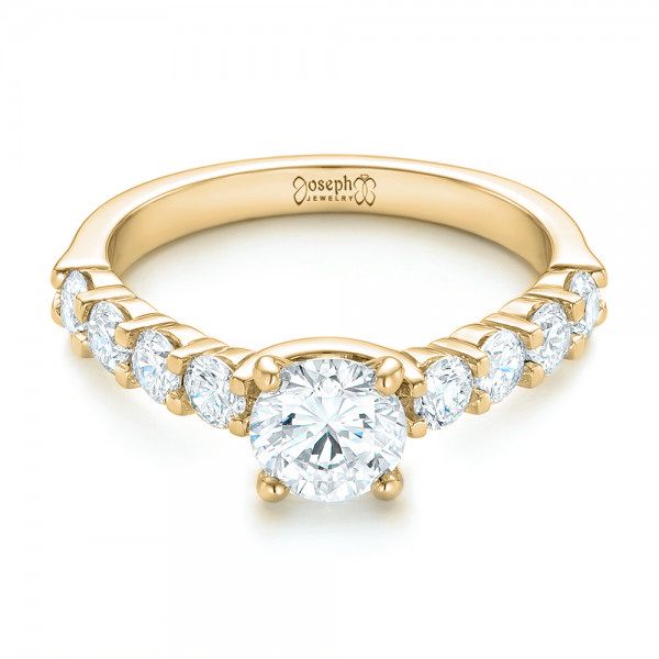 18k Yellow Gold 18k Yellow Gold Custom Diamond Engagement Ring - Flat View -  102955
