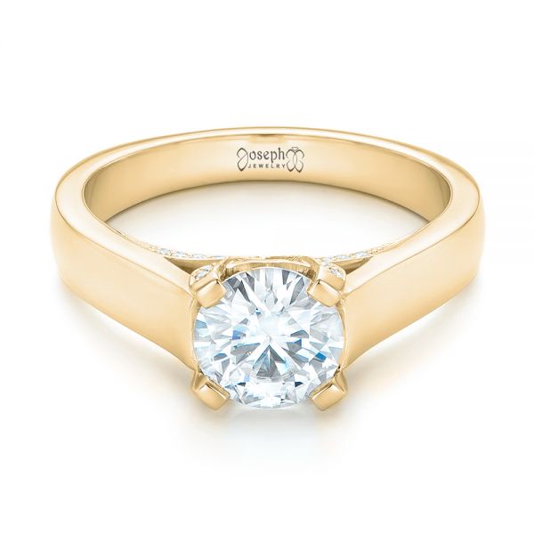 18k Yellow Gold 18k Yellow Gold Custom Diamond Engagement Ring - Flat View - 102996