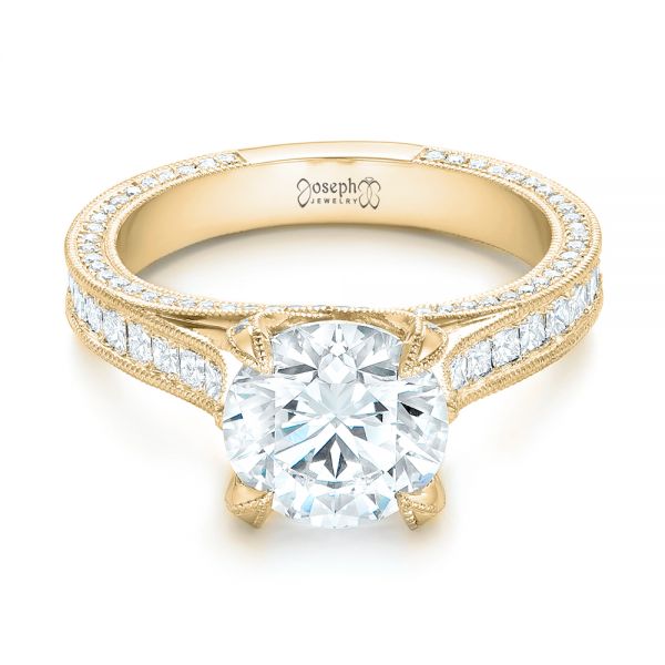 18k Yellow Gold 18k Yellow Gold Custom Diamond Engagement Ring - Flat View -  103013