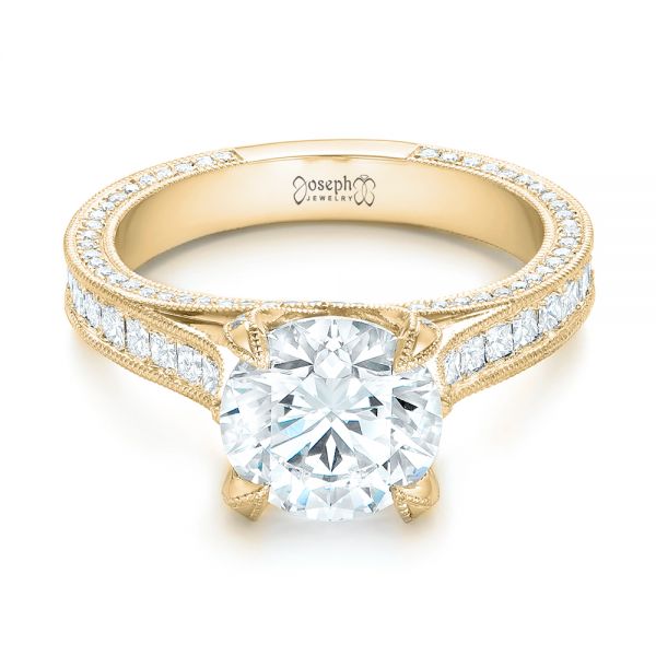 14k Yellow Gold 14k Yellow Gold Custom Diamond Engagement Ring - Flat View - 103013