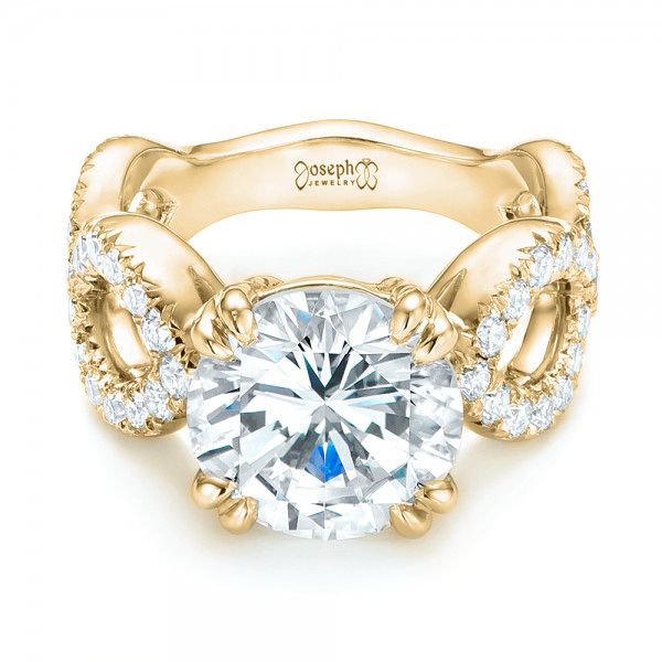 14k Yellow Gold 14k Yellow Gold Custom Diamond Engagement Ring - Flat View - 103042