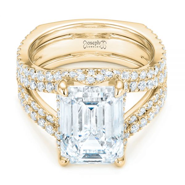 18k Yellow Gold 18k Yellow Gold Custom Diamond Engagement Ring - Flat View -  103138