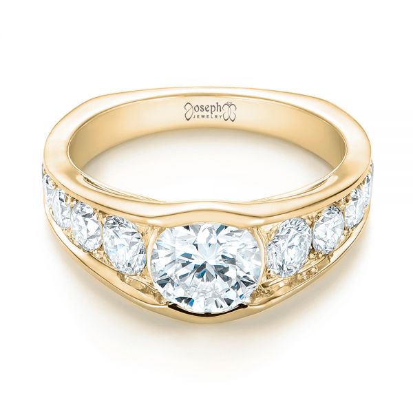 18k Yellow Gold 18k Yellow Gold Custom Diamond Engagement Ring - Flat View -  103165